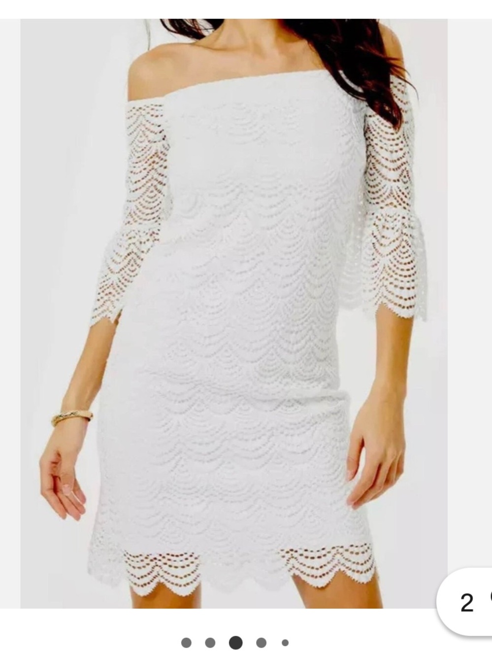 Lilly Pulitzer LEXA Scalloped White Lace Shell Dress